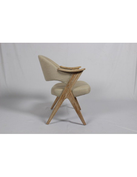 Fauteuil Victor en chêne et lin