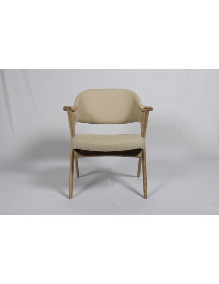 Fauteuil Victor en chêne et lin