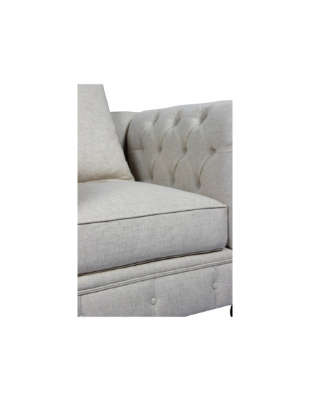 Fauteuil style chesterfield en tissu lin