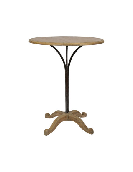 Table guéridon en chêne avec pied métal