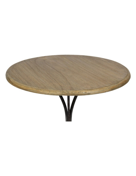 Table guéridon en chêne avec pied métal