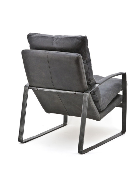Fauteuil confortable en cuir véritable vintage Lex