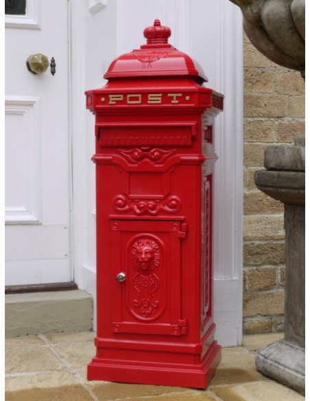 Boîte aux lettres anglaise sur colonne en fonte d'aluminium