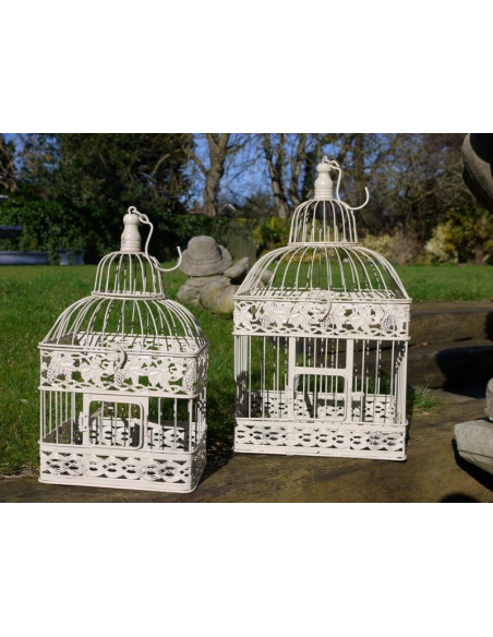 Cage à oiseaux rectangulaires décor feuilles (lot de 2)