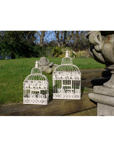 Cage à oiseaux rectangulaires décor feuilles (lot de 2)