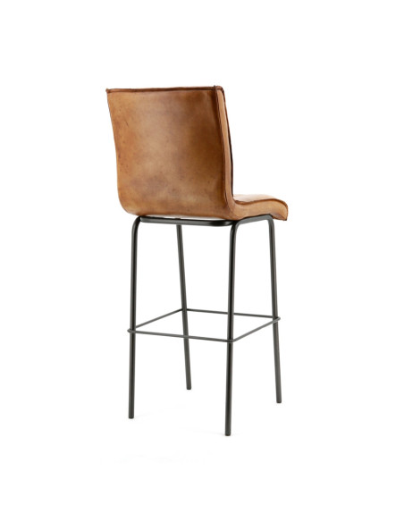 Tabouret de bar en cuir vieilli Marvin Cognac