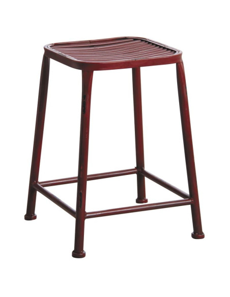 Tabouret carré en métal antique