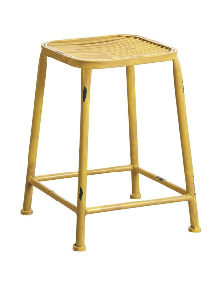 Tabouret carré en métal antique