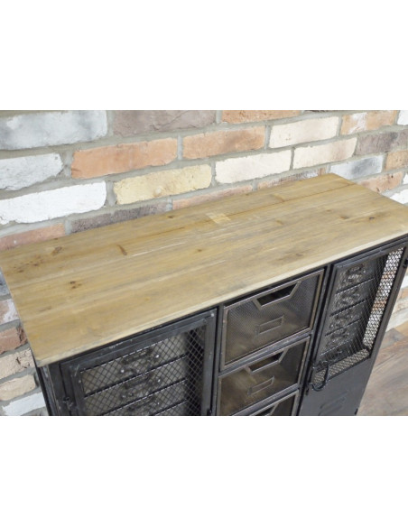 Meuble multi-rangement en métal grillagé Industriel