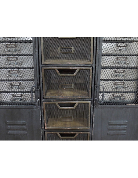 Meuble multi-rangement en métal grillagé Industriel