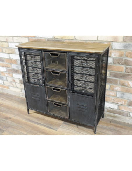 Meuble multi-rangement en métal grillagé Industriel