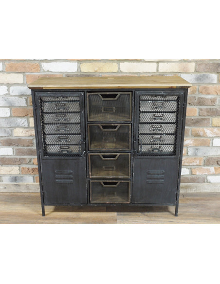 Meuble multi-rangement en métal grillagé Industriel