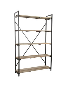 Etagère en métal noir et bois