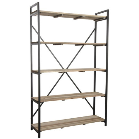 Etagère en métal noir et bois