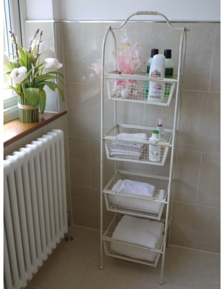 Etagère en fer avec 4 corbeilles grillagées
