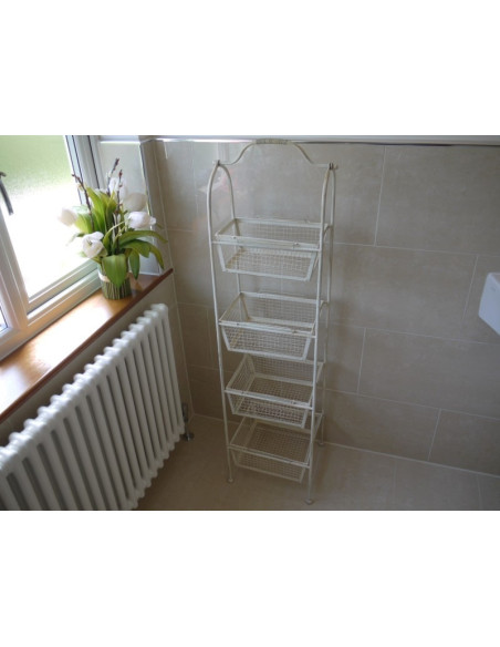 Etagère en fer avec 4 corbeilles grillagées