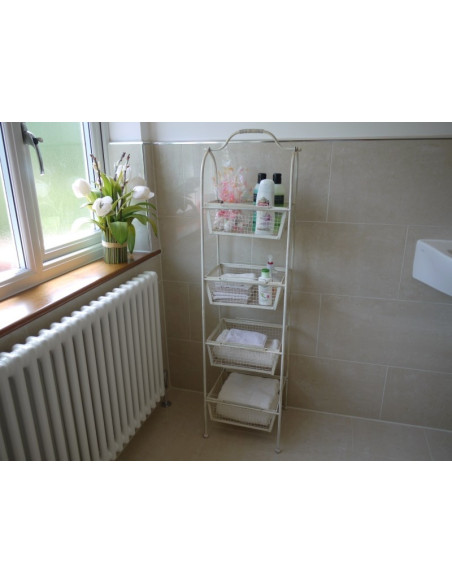 Etagère en fer avec 4 corbeilles grillagées