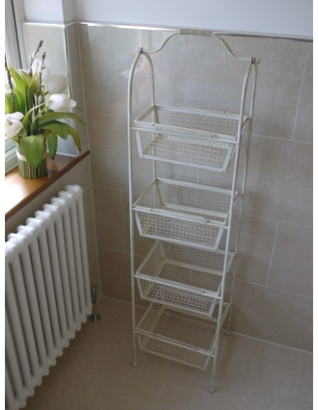 Etagère en fer avec 4 corbeilles grillagées