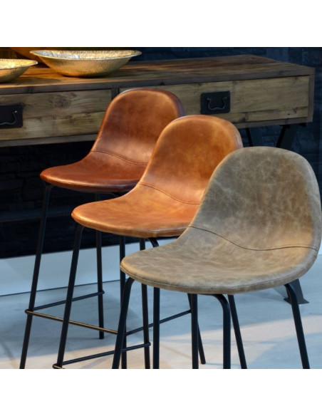 Tabouret de bar Beige avec pieds en métal