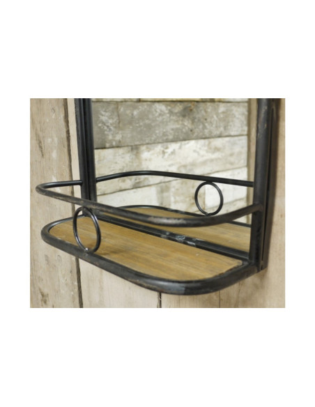 Miroir étagère en bois et métal au style Industriel