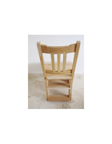 Chaise escabeau en bois massif naturel