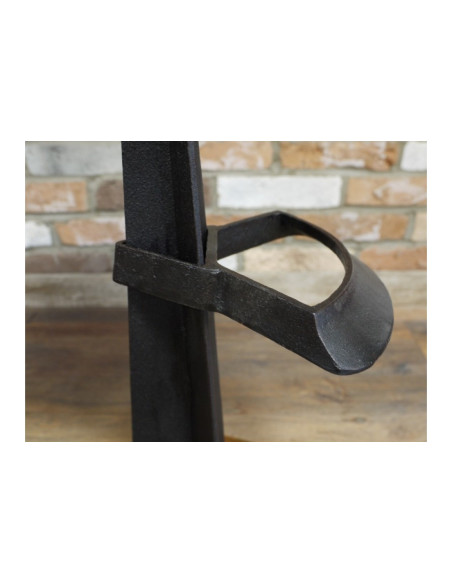 Tabouret de bar rond en fonte et assise bois