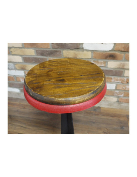 Tabouret de bar rond en fonte et assise bois
