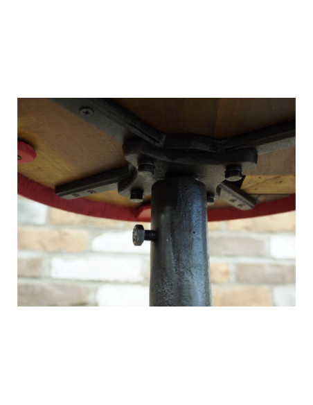 Tabouret de bar rond en fonte et assise bois