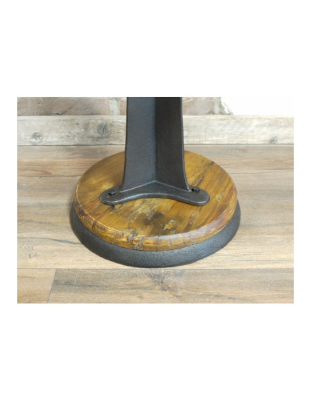 Tabouret de bar rond en fonte et assise bois