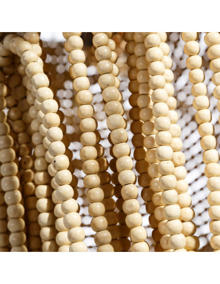 Plafonnier en perles de bois style bord de mer