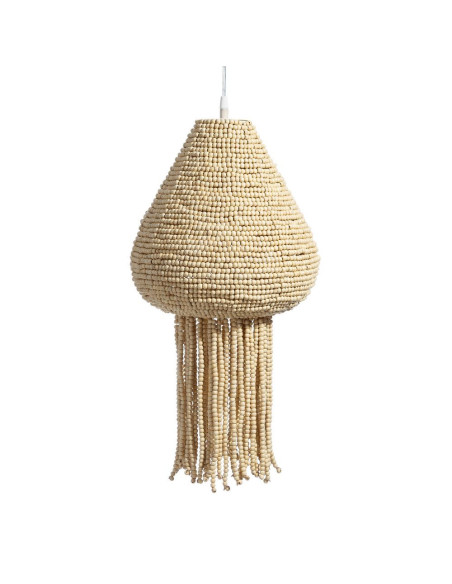 Plafonnier en perles de bois style bord de mer