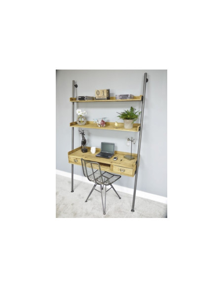 Bureau mural avec étagères de style Industriel