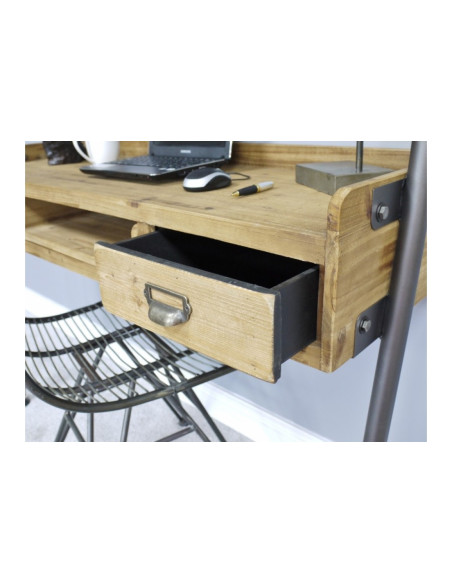 Bureau mural avec étagères de style Industriel