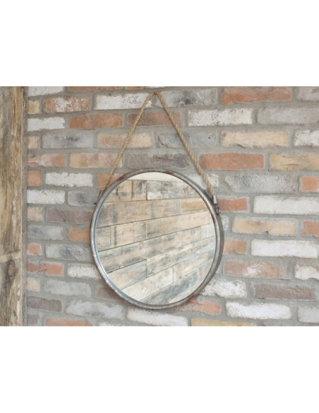 Miroir rond en zinc antique 52 cm