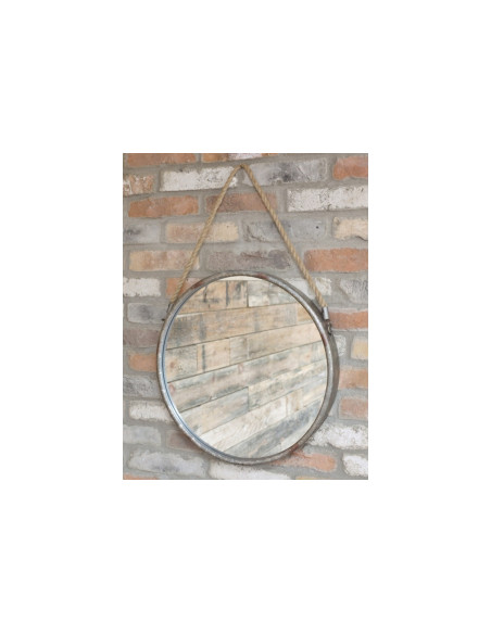 Miroir rond en zinc antique 52 cm