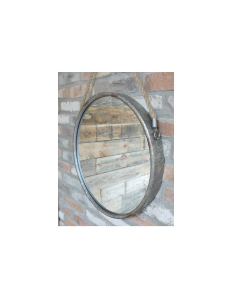 Miroir rond en zinc antique 52 cm
