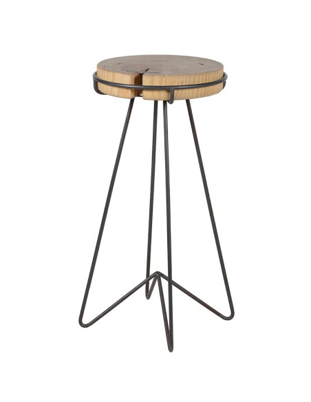 Tabouret de bar rondin de bois style Indus