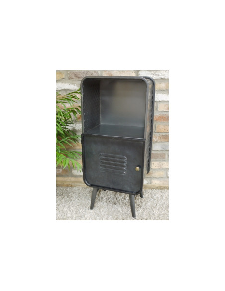 Meuble d'appoint en métal gris avec niche style Industriel