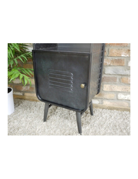 Meuble d'appoint en métal gris avec niche style Industriel