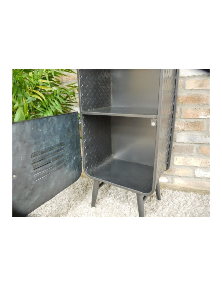 Meuble d'appoint en métal gris avec niche style Industriel