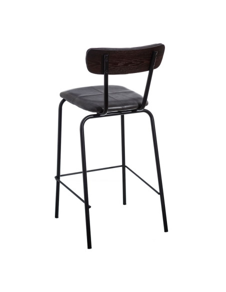 Lot de 2 Tabourets de bar Industriel avec dossier bois