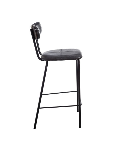 Lot de 2 Tabourets de bar Industriel avec dossier bois