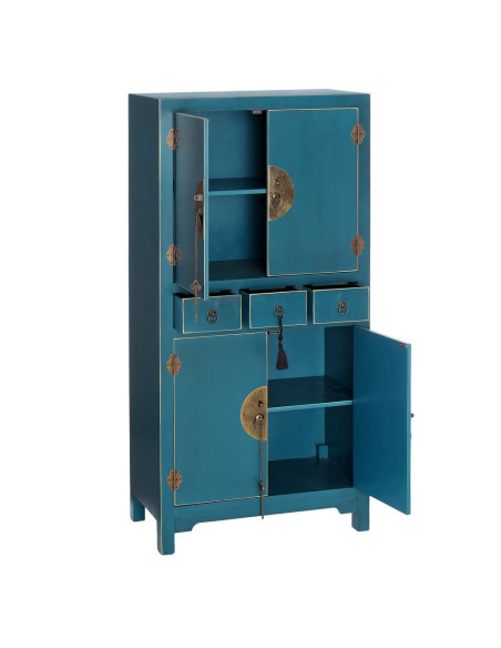 Armoire asiatique 4 portes 3 tiroirs Bleue