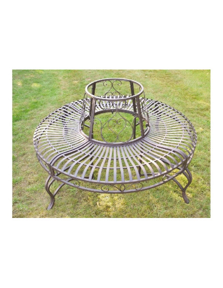 Banc tour d'arbre en métal finition oxydée