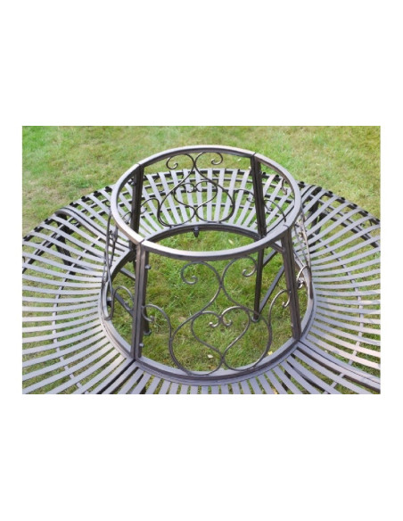 Banc tour d'arbre en métal finition oxydée