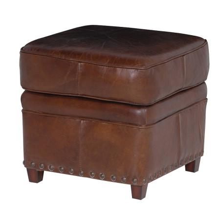 Pouf repose pieds vintage en cuir marron Pouf repose pieds vintage en cuir marron