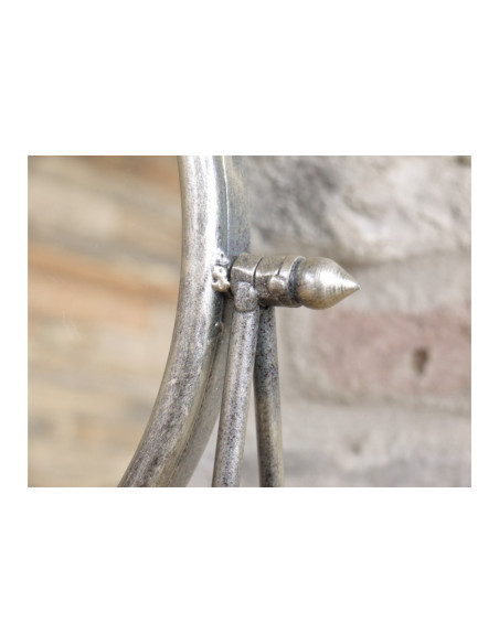 Petit miroir rond à poser en métal Argenté vieilli