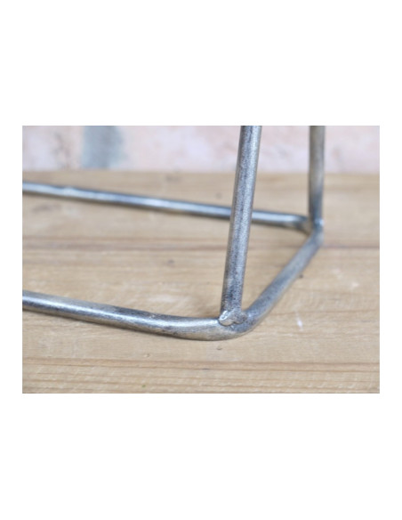 Petit miroir rond à poser en métal Argenté vieilli