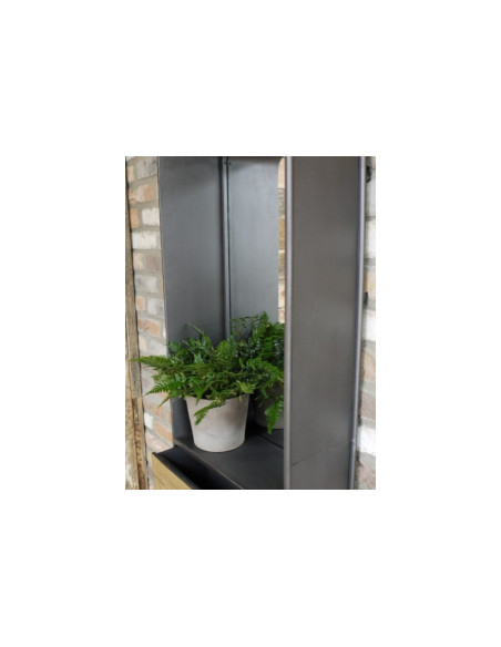 Miroir haut rectangulaire en métal avec tiroir en bois 120 cm