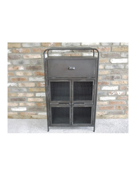 Meuble d'appoint avec portes grillagées en métal